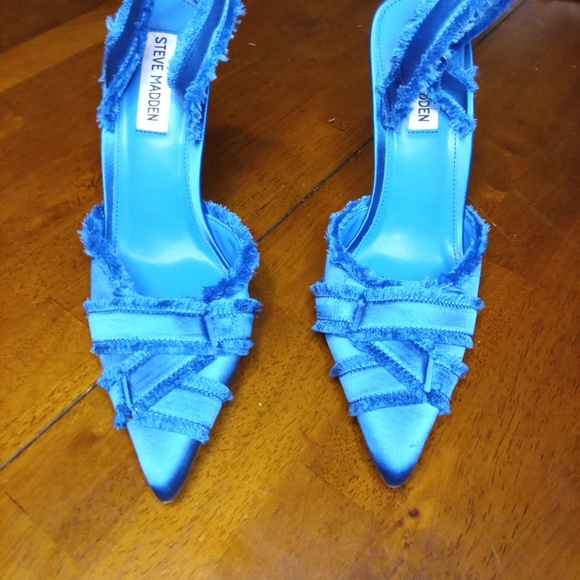 Steve Madden Shoes - Steve Madden Electric Blue Frayed Strap Heels